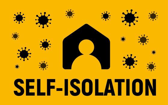 signo de autoaislamiento, persona en casa protegida contra virus, icono de vector. vector