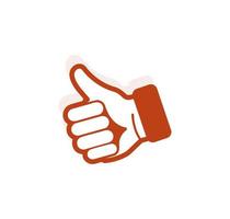 Isolated abstract brown color thumb up contour logo. Human hand with finger up logotype. Approval gesture sign. Positive estimation symbol. Social network like icon. Vector illustration.