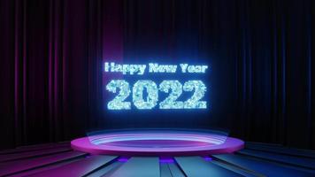 feliz ano novo de 2022 com animação 3D em loop video