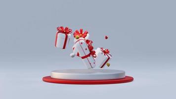 Animación 3d simple con varias cajas de regalo en el podio. video