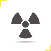 icono de signo de energía nuclear. Gota de sombra símbolo de silueta de radiación. peligro radiactivo. espacio negativo. vector ilustración aislada