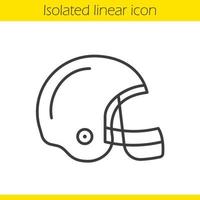 American football player helmet linear icon. Thin line illustration. Contour symbol. Vector isolated outline drawing