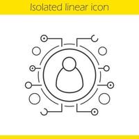 User linear icon. Thin line illustration. Contour symbol. Personal data security. Networking. Vector isolated outline drawing