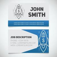Business card print template with spaceship logo. Easy edit. Manager. Startup manager. Business coach. Goal achievement symbol. Stationery design concept. Vector illustration