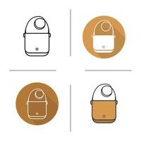 Shoulder bag icon. Flat design, linear and color styles. Men's purse. Laptop bag. Isolated vector illustrations