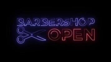 Barbershop Open Neon Sign Light Effect video
