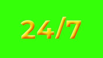 24 7 testo animato traballante su sfondo verde
