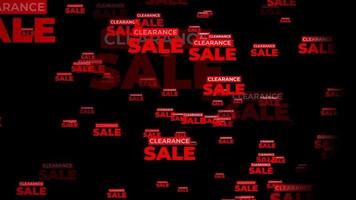 Flying Clearance Text for Business Background Animation Effect on Black Background video