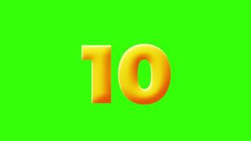 Top 10 Countdown woobly Textanimation auf grünem Hintergrund