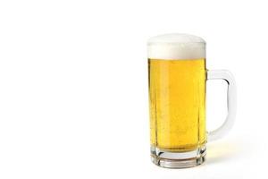 Glass of light beer set isolated on white background photo