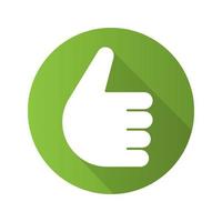 Thumbs up gesture flat design long shadow icon. Approval sign. Like vector silhouette symbol