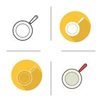Frying pan icon. Flat design, linear and color styles. Skillet. Isolated vector illustrations