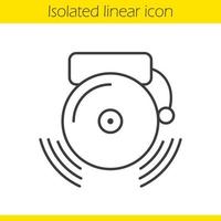 Ringing school bell linear icon. Thin line illustration. Contour symbol. Vector isolated outline drawing