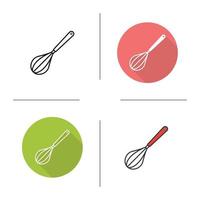 Egg beater icon. Flat design, linear and color styles. Whisk. Isolated vector illustrations