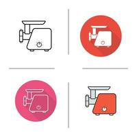 Meat grinder icon. Flat design, linear and color styles. Electric mincer. Isolated vector illustrations