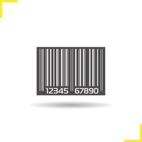 Barcode icon. Drop shadow silhouette symbol. Negative space. Vector isolated illustration