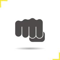 Squezed fist icon. Drop shadow punch silhouette symbol. Negative space. Vector isolated illustration