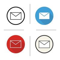 Email icon. Flat design, linear and color styles. Sms message. Envelope. Letter isolated vector illustrations