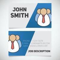 Business card print template with company personnel logo. Easy edit. Manager. Director. Employer. Chief. Stationery design concept. Vector illustration