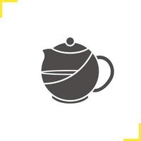 Brewing teapot icon. Drop shadow silhouette symbol. Negative space. Vector isolated illustration