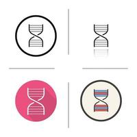 DNA chain model icon. Flat design, linear and color styles. Science research symbol. Isolated vector illustrations