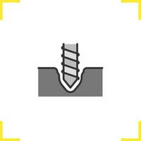 Drilling icon. Drop shadow silhouette symbol. Rotating mining drill bit. Negative space. Vector isolated illustration