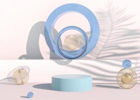 Minimal scene with geometrical forms, podiums in cream background with shadows. Scene to show cosmetic product, Showcase, shopfront, display case. 3d photo