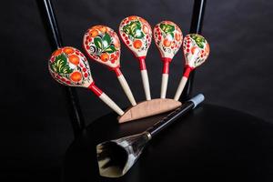 Russian folk musical instruments. Spoons and pipes photo