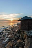 Beautiful dawn over the Caspian sea in Dagestan, Russia photo