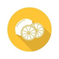 Lemon flat design long shadow icon. Vector silhouette symbol