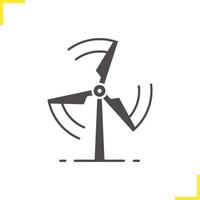 Rotating windmill icon. Drop shadow silhouette symbol. Wind eco energy. Negative space. Vector isolated illustration