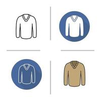 Pullover icon. Flat design, linear and color styles. Sweater. Jumper. Long sleeve. Isolated vector illustrations