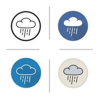 Rain icon. Flat design, linear and color styles. Rainy cloud. Isolated vector illustrations