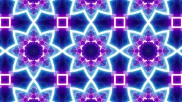 luz de padrão de azulejo em forma de flor geométrica em néon piscando video