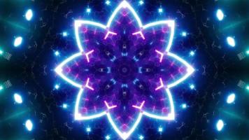 neon paars en blauw gekleurde geometrische vorm lichtstraal symbool achtergrond