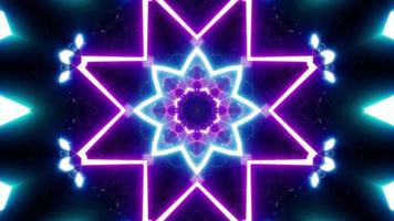 Flickering Geometric Flower Shape Neon Light Symbol video