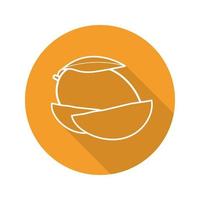 Mango fruit flat linear long shadow icon. Vector line symbol