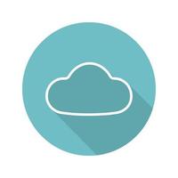Cloud flat linear long shadow icon. Cloud computing. Vector line symbol
