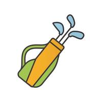 Golf bag with clubs color icon. Isolated vector illustration