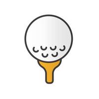 Pelota de golf en el icono de color de tee. ilustración vectorial aislada vector