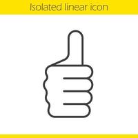 Thumbs up gesture linear icon. Approval sign. Thin line illustration. Like contour symbol. Vector isolated outline drawing