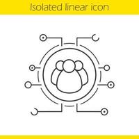 User group linear icon. Thin line illustration. Users contour symbol. Personal data security. Networking. Vector isolated outline drawing