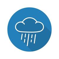 Rain flat linear long shadow icon. Rainy cloud. Vector line symbol