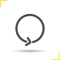 Reload icon. Drop shadow refresh silhouette symbol. Replay button. Vector isolated illustration