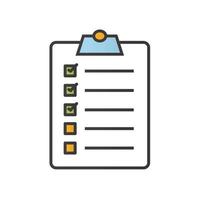 Golfer's checklist color icon. Isolated vector illustration