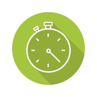 Stopwatch flat linear long shadow icon. Timer. Vector line symbol