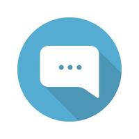 Chat box flat design long shadow icon. Dialogue bubble. Vector silhouette symbol