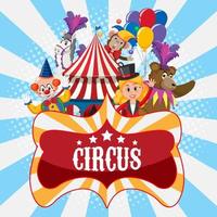 Circus poster design with circus characters vector