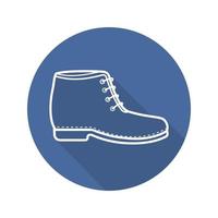 Boot flat linear long shadow icon. Vector line symbol