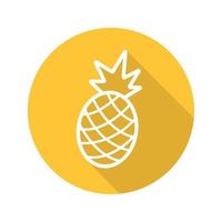 Pineapple flat linear long shadow icon. Ananas. Vector line symbol